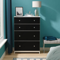 Portland 4 Drawer Deep Chest Of Drawers In Black & White Matt (Ready Assembled) - thumbnail 1