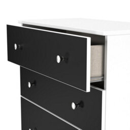 Portland 4 Drawer Deep Chest Of Drawers In Black & White Matt (Ready Assembled) - thumbnail 6