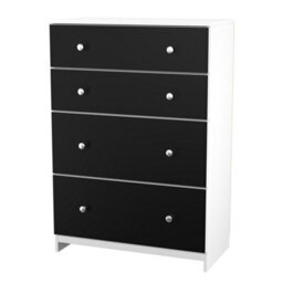 Portland 4 Drawer Deep Chest Of Drawers In Black & White Matt (Ready Assembled) - thumbnail 4
