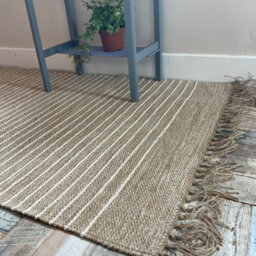 Second Nature Online Bekal Flat Weave Rug Striped Design Cotton And Jute 60 Cm X 90 Cm - thumbnail 7
