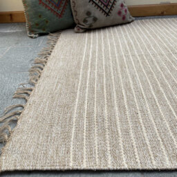 Second Nature Online Bekal Flat Weave Rug Striped Design Cotton And Jute 60 Cm X 90 Cm - thumbnail 6