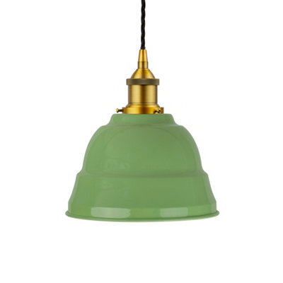 Mint Green Lincoln Painted Dome Pendant Light With Antique Gold Lamp Holder And Black Twisted Cable - Se Home - image 1