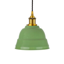 Mint Green Lincoln Painted Dome Pendant Light With Antique Gold Lamp Holder And Black Twisted Cable - Se Home - thumbnail 1