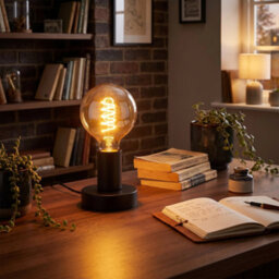 Happy Homewares Matte Black Bulb Holder Table Lamp To Showcase Vintage Filament Bulbs - thumbnail 6