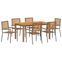 Berkfield Modern Garden Dining Set 7 Pcs Grey Poly Rattan