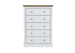 LPD Devon White 5-Drawer Chest - Timeless Elegance With Spacious Storage & Classic Design - thumbnail 1