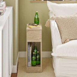 Sobuy Fbt111-Nx2, Set Of 2 Slim Bedside Table Bedside Cabinet Narrow Side Table Nightstand With Drawer And Shelf, Natural - thumbnail 8