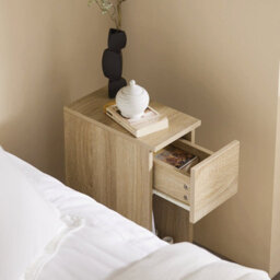 Sobuy Fbt111-Nx2, Set Of 2 Slim Bedside Table Bedside Cabinet Narrow Side Table Nightstand With Drawer And Shelf, Natural - thumbnail 4