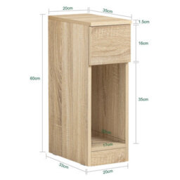 Sobuy Fbt111-Nx2, Set Of 2 Slim Bedside Table Bedside Cabinet Narrow Side Table Nightstand With Drawer And Shelf, Natural - thumbnail 3