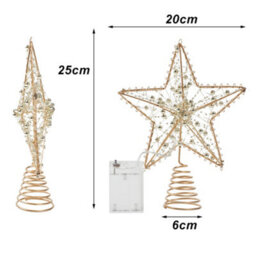 Living And Home Metal Pre Lit Star Christmas Tree Topper With Beads - thumbnail 6