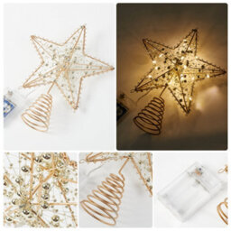 Living And Home Metal Pre Lit Star Christmas Tree Topper With Beads - thumbnail 5