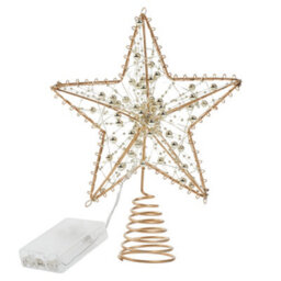 Living And Home Metal Pre Lit Star Christmas Tree Topper With Beads - thumbnail 1