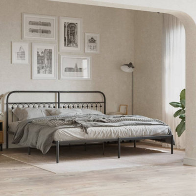 Berkfield Metal Bed Frame Without Mattress With Headboard Black 200X200Cm - image 1