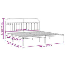 Berkfield Metal Bed Frame Without Mattress With Headboard Black 200X200Cm - thumbnail 8