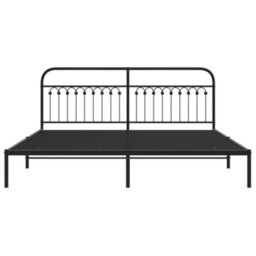 Berkfield Metal Bed Frame Without Mattress With Headboard Black 200X200Cm - thumbnail 4
