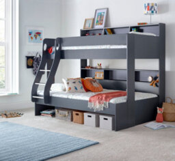 Bedmaster Oliver Onyx Grey Triple Sleeper Storage Bunk Bed Without Drawer With Spring Mattresses - thumbnail 4