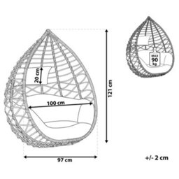 Beliani Hanging Chair Arsita Pe Rattan Natural - thumbnail 3