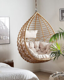 Beliani Hanging Chair Arsita Pe Rattan Natural - thumbnail 2