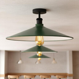 E27 Semi Flush Mount Ceiling Light Fixture Metal 40Cm Green Lampshade Vintage Ceiling Lighting For Living Room - thumbnail 9