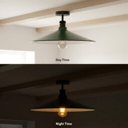 E27 Semi Flush Mount Ceiling Light Fixture Metal 40Cm Green Lampshade Vintage Ceiling Lighting For Living Room - thumbnail 8