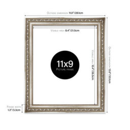11X9 Silver Ornate Picture Frame (27.9 X 22.9Cm) Poster, Photo, Artwork, Gallery Wall Or Print - thumbnail 2
