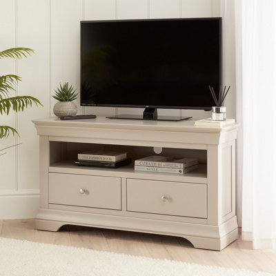 The Furniture Market Wilmslow Dove Grey Painted Corner Tv Unit Stand To Fit Tvs Up To 50 - image 1