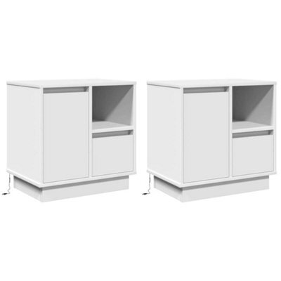 Berkfield Modern Bedside Cabinets With Led 2 Pcs White 50X34,5X50 Cm - image 1