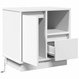 Berkfield Modern Bedside Cabinets With Led 2 Pcs White 50X34,5X50 Cm - thumbnail 7