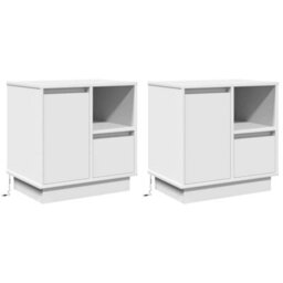 Berkfield Modern Bedside Cabinets With Led 2 Pcs White 50X34,5X50 Cm - thumbnail 1