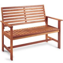 Vonhaus Garden Bench 2 Seater, Acacia Wood Outdoor Bench With Armrests & Teak Oil Coat, Weather Resistant, Cannes - thumbnail 1
