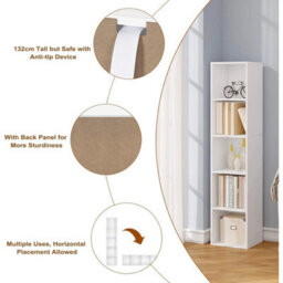 5-Cube Freestanding Bookcase - Waterproof Storage For Home And Office - thumbnail 3