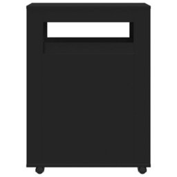 Walplus Narrow Bathroom Cabinet With Wheels Black Engineered Wood - thumbnail 4