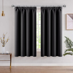 Aspire Homeware Grey Plain Blackout Curtain Room Darkening Pencil Pleat Curtain Pair (W)168Cm X (D)137Cm With Tie Back Pair - thumbnail 1