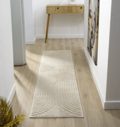 Isabella Living Room Area Rugs - Embossed Mazia Arch Lines Design Cream 60Cm X 220Cm - thumbnail 1