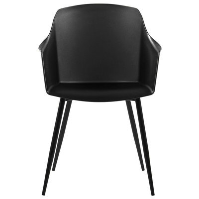 Beliani Black Plastic Dining Chairs Set Of 2 Minimalist Armrests, Matte Finish, Compact (W57 X D51 X H83Cm) - image 1