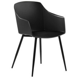 Beliani Black Plastic Dining Chairs Set Of 2 Minimalist Armrests, Matte Finish, Compact (W57 X D51 X H83Cm) - thumbnail 4