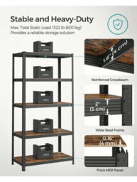 Songmics  Shelving Unit, 50 X 100 X 200 Cm, 875 Kg Load Capacity (175 Kg Per Shelf), Adjustable Storage Shelves, Garage - thumbnail 4