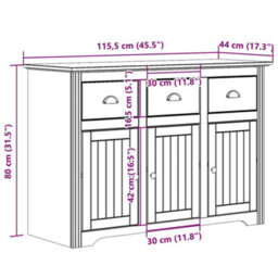 Berkfield Classic Sideboard Bodo White And Brown 115X43X79.5 Cm Solid Wood Pine - thumbnail 8