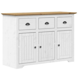 Berkfield Classic Sideboard Bodo White And Brown 115X43X79.5 Cm Solid Wood Pine