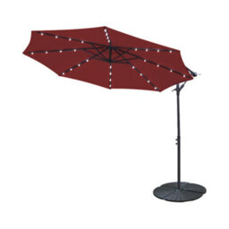 Sundaze 3M Wine Red Hanging Banana Cantilever Parasol Umbrella With Led Lights, Base Weights - thumbnail 2