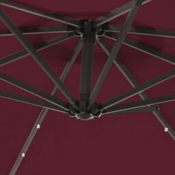 Sundaze 3M Wine Red Hanging Banana Cantilever Parasol Umbrella With Led Lights, Base Weights - thumbnail 5