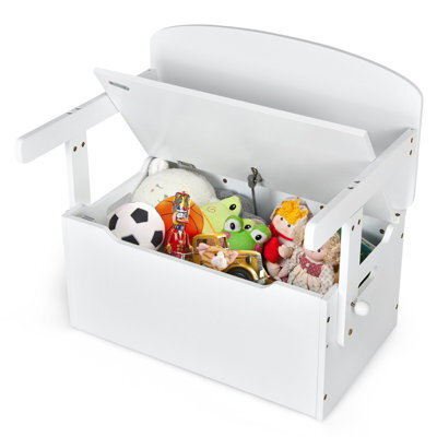 Costway 3-In-1 Kids Convertible Activity Bench Toy Box White by