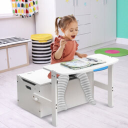 Costway 3-In-1 Kids Convertible Activity Bench Toy Box White - thumbnail 7