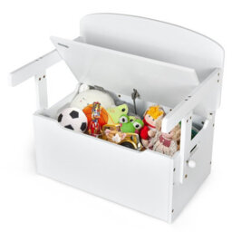 Costway 3-In-1 Kids Convertible Activity Bench Toy Box White