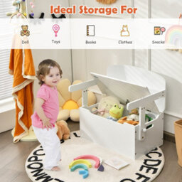 Costway 3-In-1 Kids Convertible Activity Bench Toy Box White - thumbnail 4