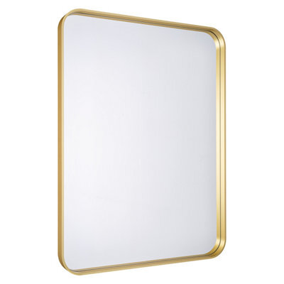 GoodHome Tisa Gold Effect Rectangular Wall-Mounted Bathroom Mirror (H)60Cm (W)80Cm - image 1