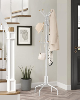Modern Entryway Stand, Multi-Hook Metal Coat Organizer For Various Spaces, White - image 1
