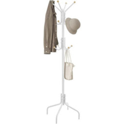 Modern Entryway Stand, Multi-Hook Metal Coat Organizer For Various Spaces, White - thumbnail 8
