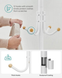 Modern Entryway Stand, Multi-Hook Metal Coat Organizer For Various Spaces, White - thumbnail 4