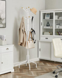 Modern Entryway Stand, Multi-Hook Metal Coat Organizer For Various Spaces, White - thumbnail 3